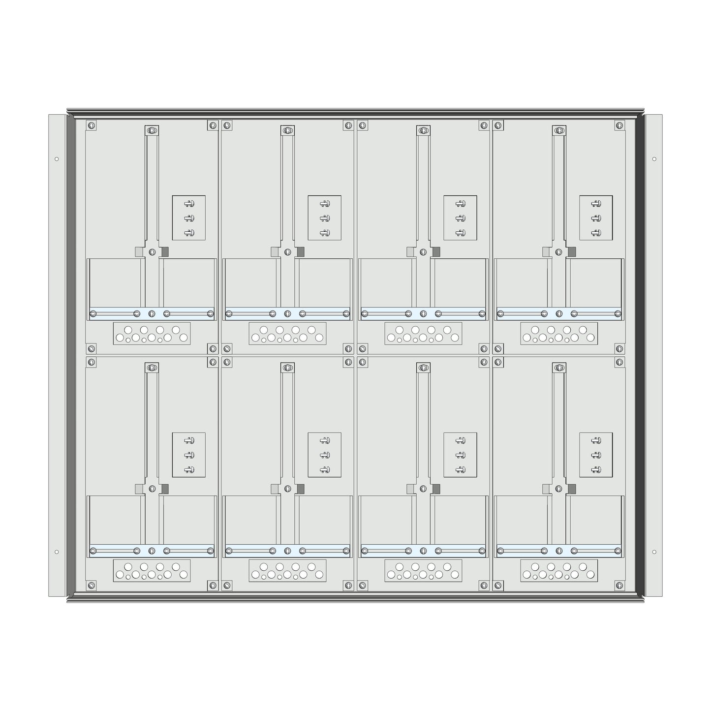 Meter box insert 2-rows, 8 meter boards / 16 Modul heights