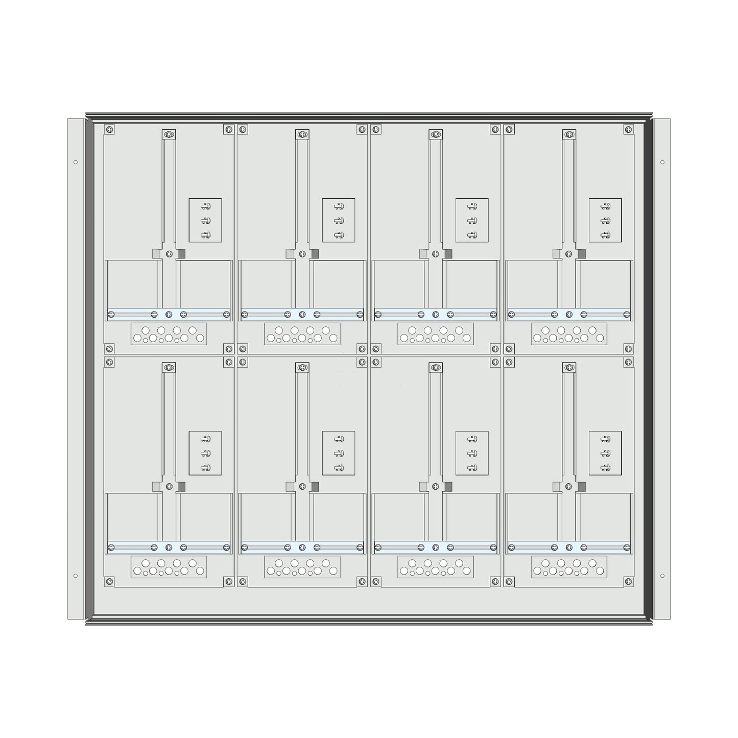 Meter box insert 2-rows, 8 meter boards / 17 Modul heights