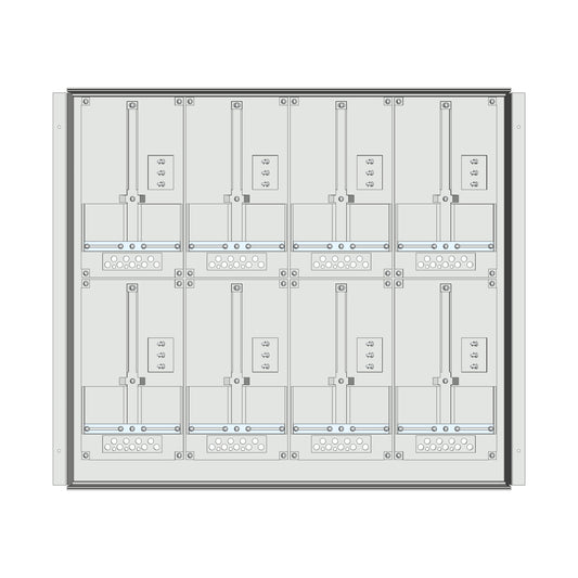 Meter box insert 2-rows, 8 meter boards / 17 Modul heights