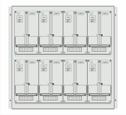 Meter box insert 2-rows, 8 meter boards / 19 Modul heights