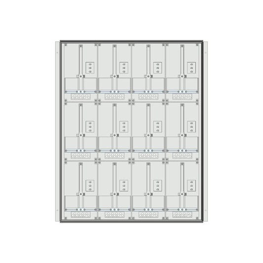 Meter box insert 3-rows, 12 meter boards / 24 Modul heights