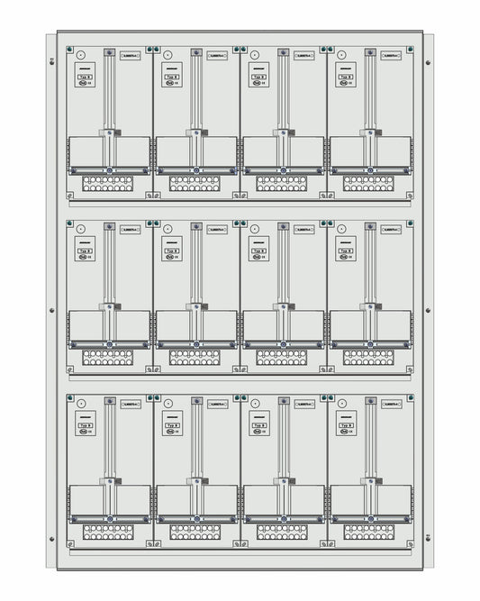 Meter box insert 3-rows, 12 meter boards / 28 Modul heights