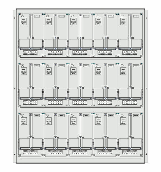 Meter box insert 3-rows, 15 meter boards / 28 Modul heights