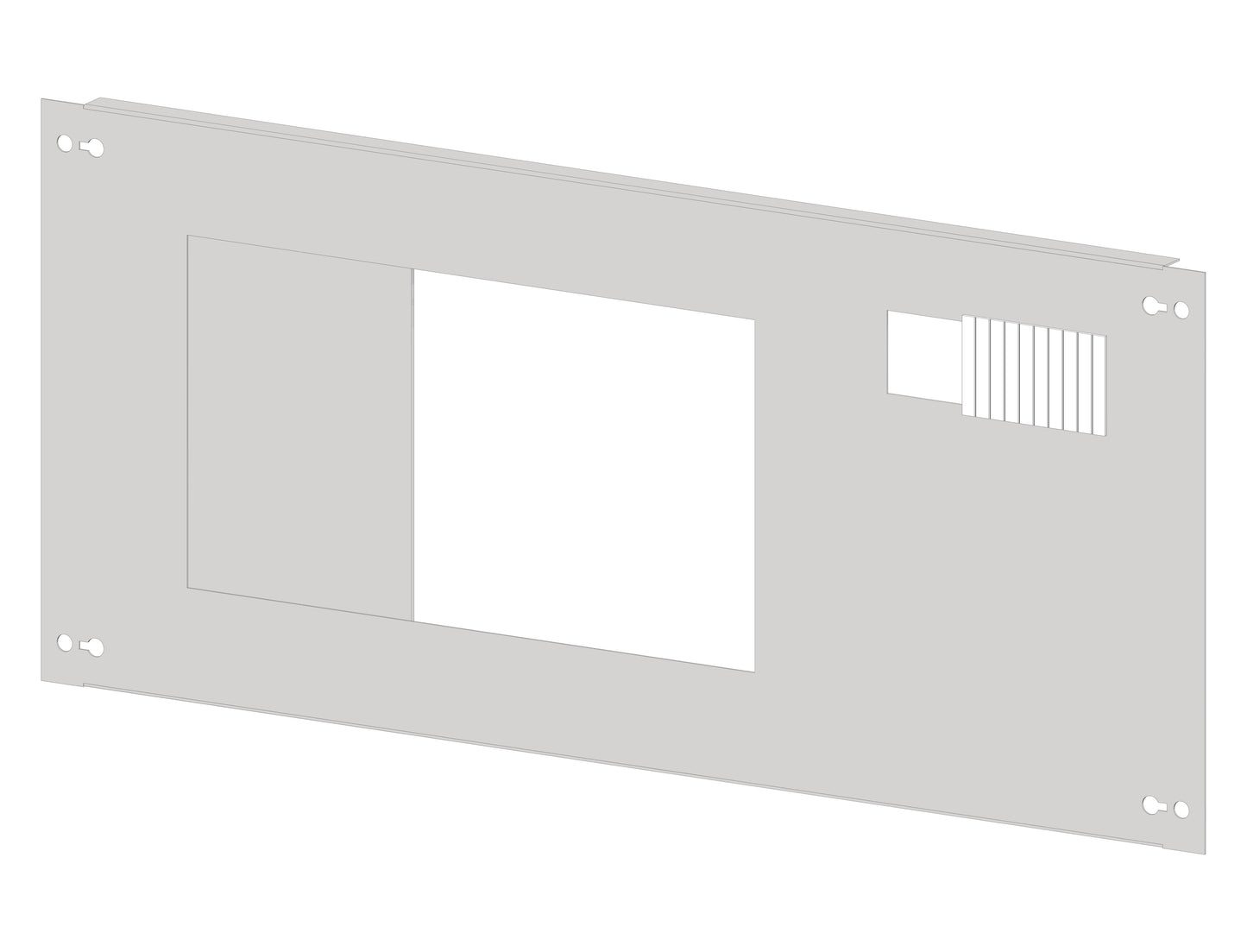 Front plate sheet steel with cutout 196x187mm, 3 unit-wide