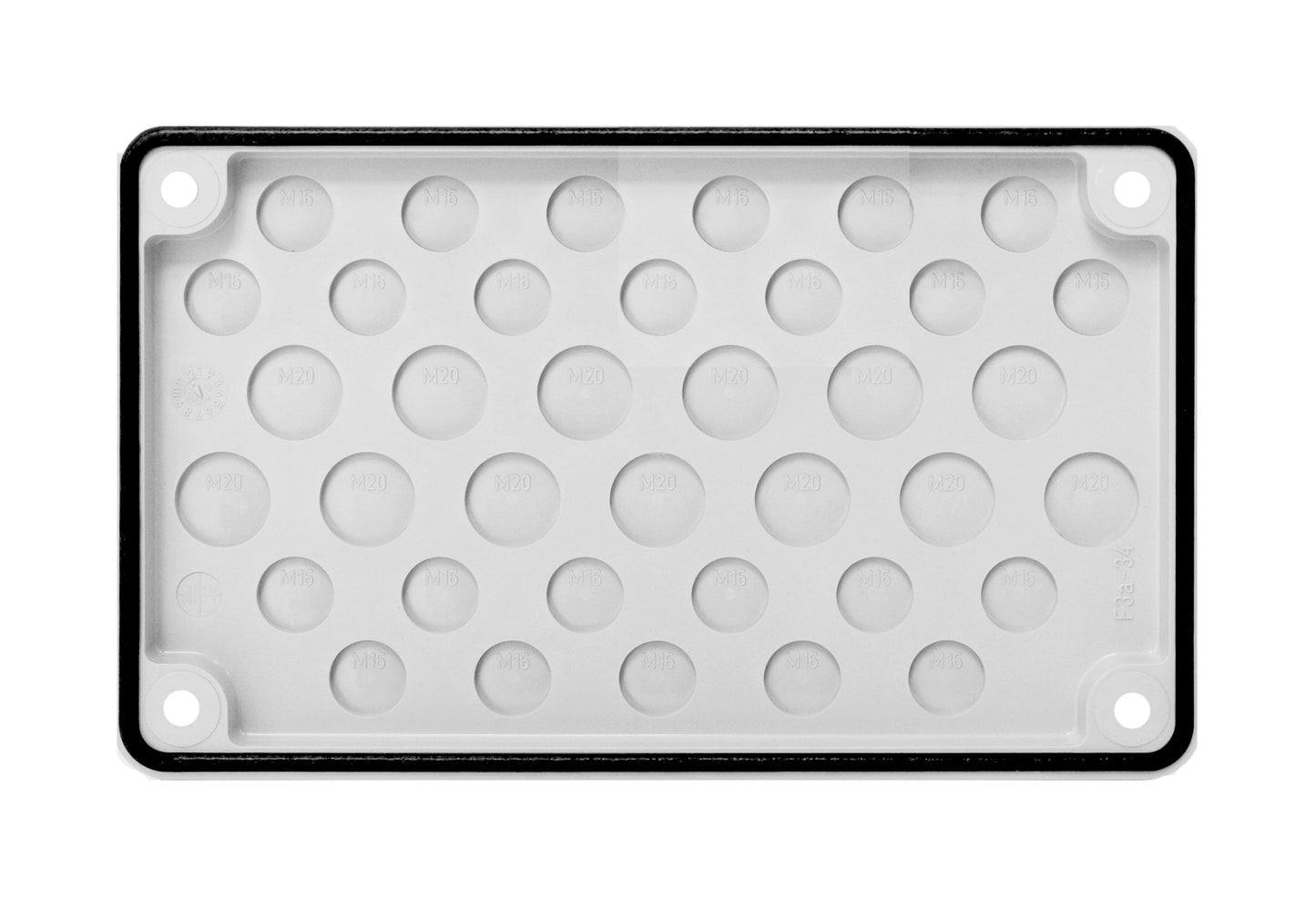 Cable entry gland plate, IP66, 24xM16, 13xM20