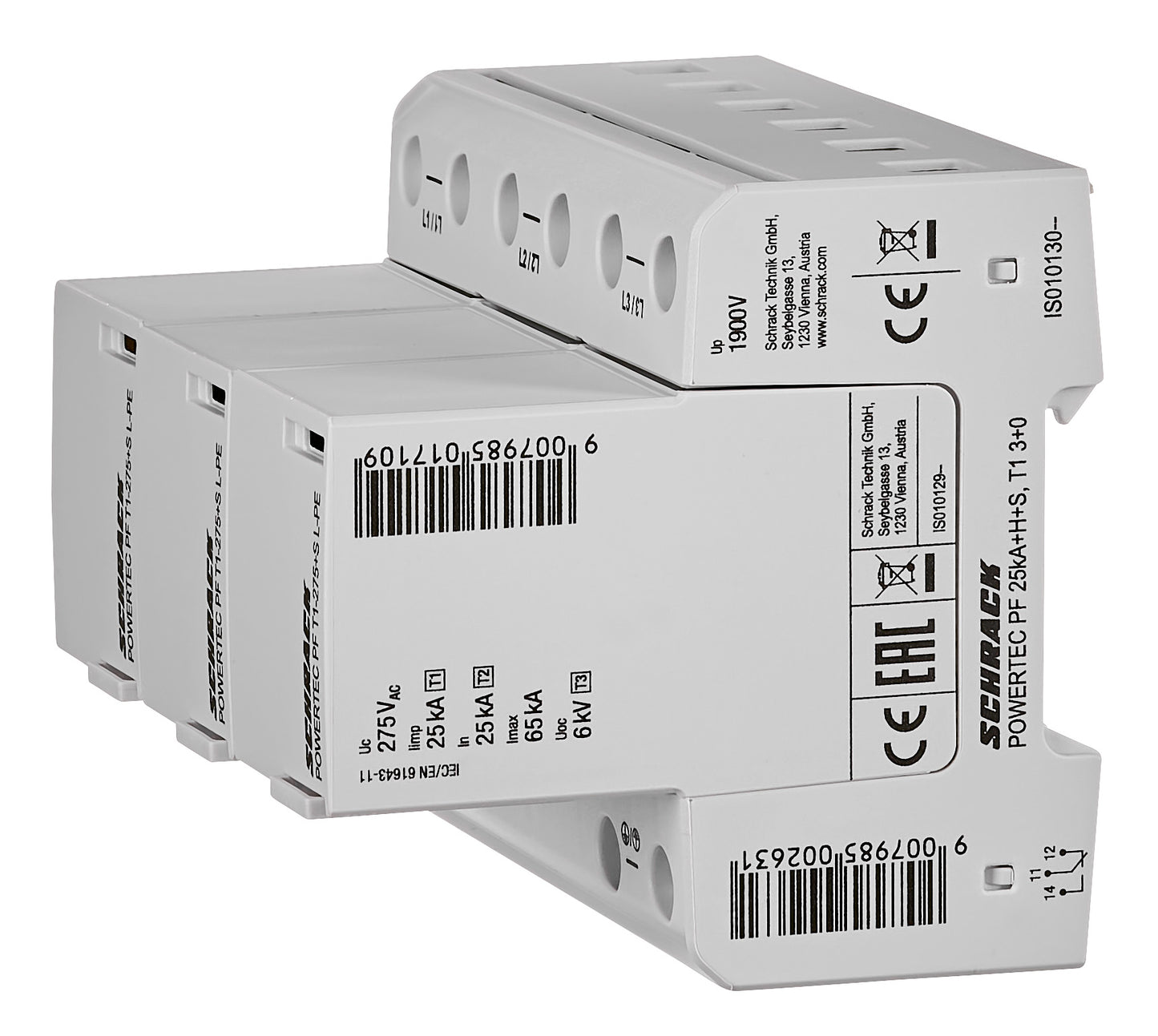 POWERTEC PF 25kA +H, T1 275, 3+0, pluggable, integr. fuse