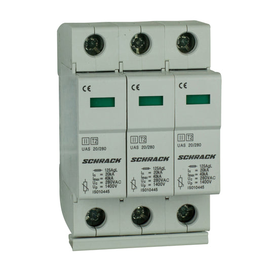 Descărcător complet, T2/C, 3p, 3x20kA/280V - Seria UAS
