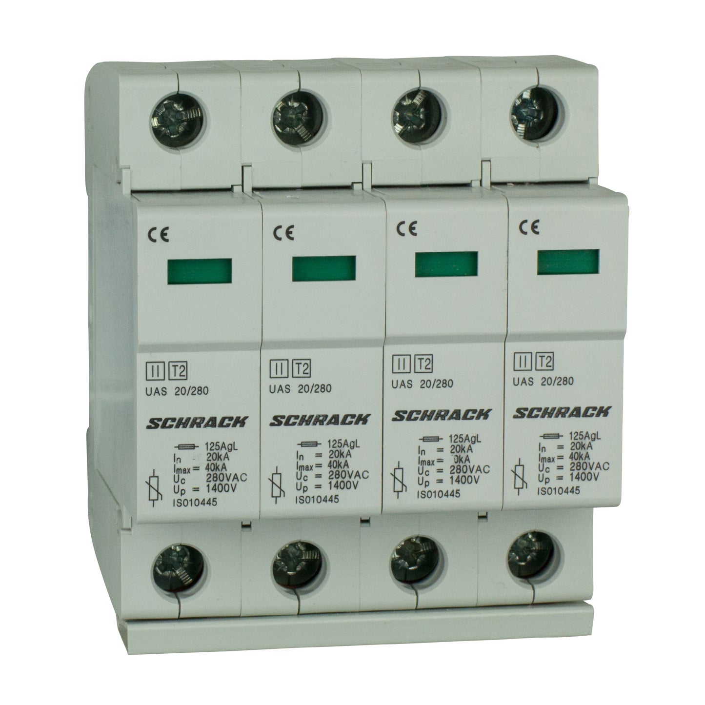 Descărcător complet, T2/C, 4p, 4x20kA/280V - Seria UAS