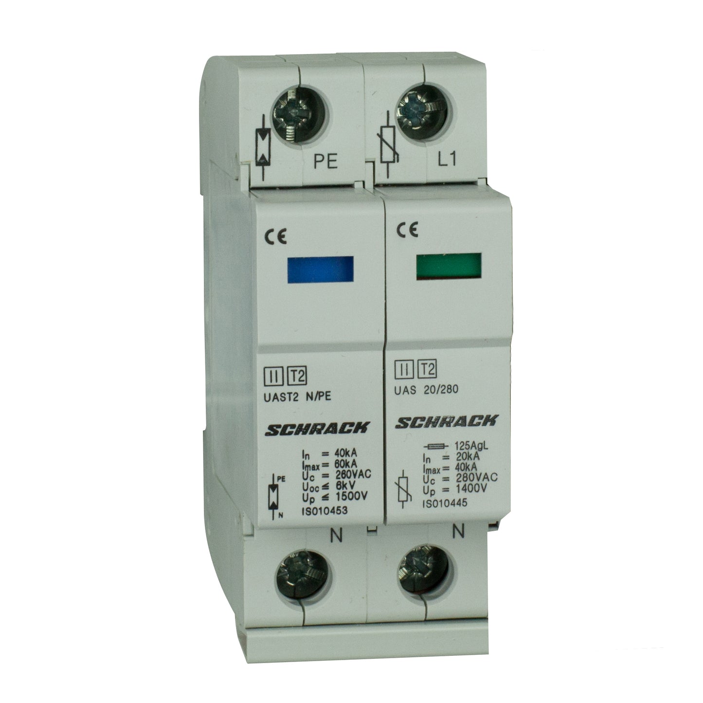 Descărcător complet, T2/C, 1+1, 20kA/280V - Seria UAS