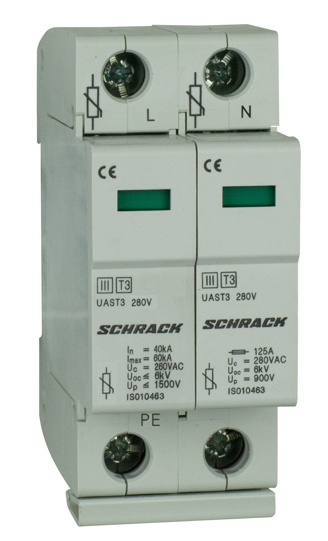 Descărcător complet, T3/D, 2p, 280V - Seria UAS