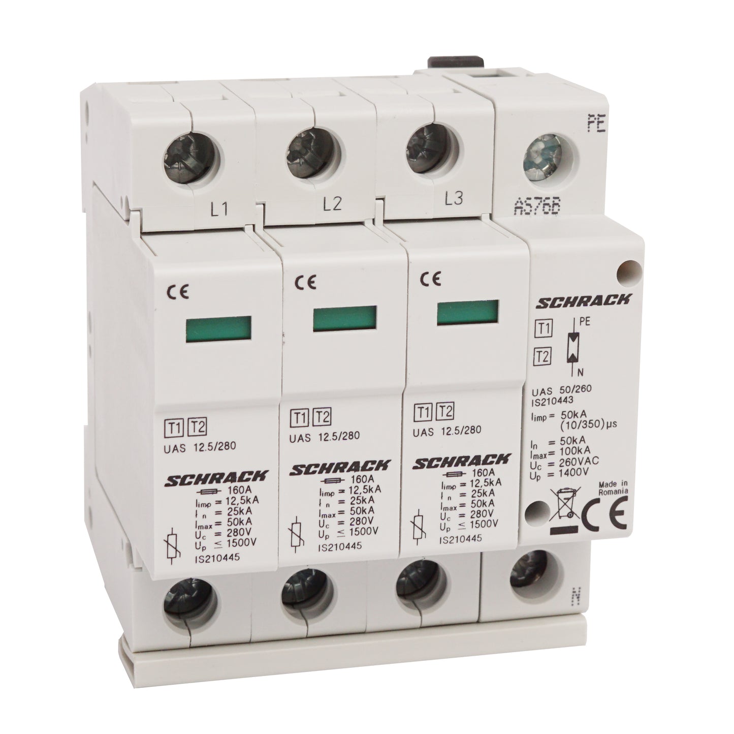 Descărcător complet T1+T2/BC,  TT, 12,5kA/280V - Seria UAS