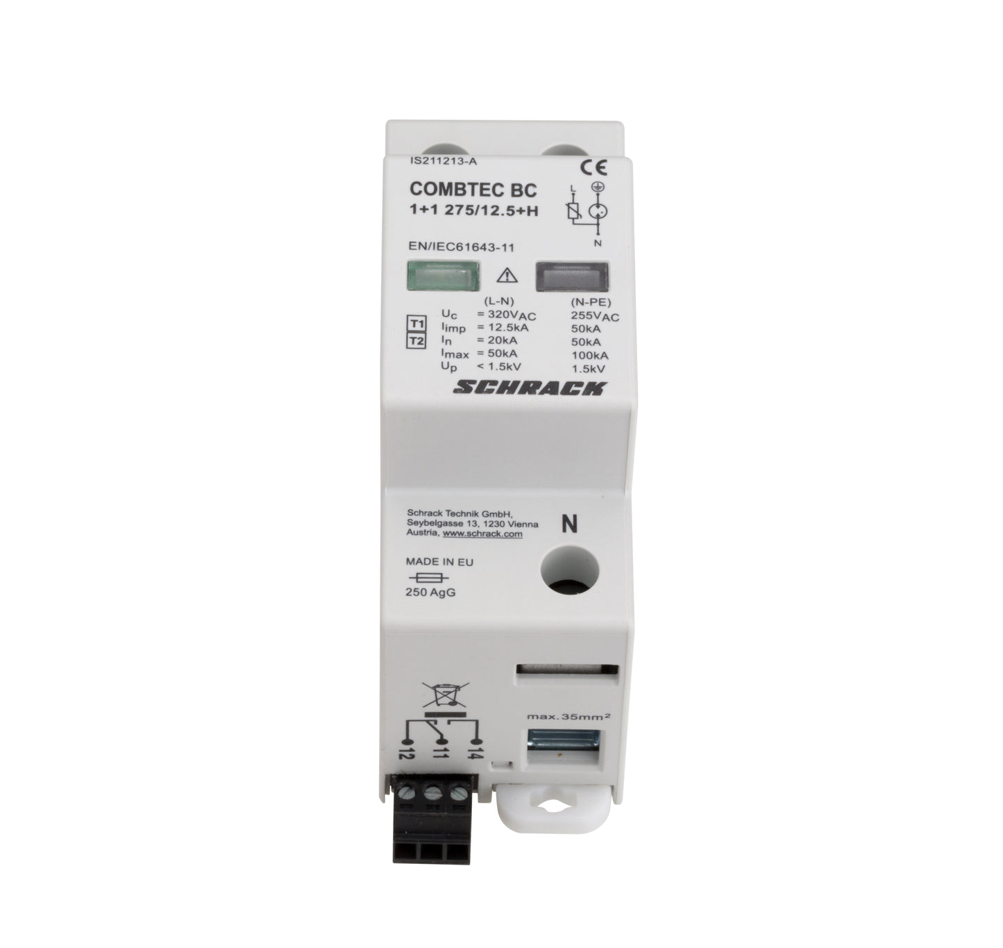 Descarcator COMBTEC BC 1+1 275/12,5+contact auxiliar