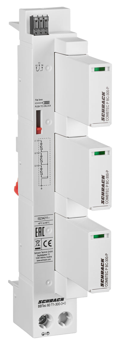Surge Arrester for 60mm System 3+0 AX TN-C, Class 1+2(BC)