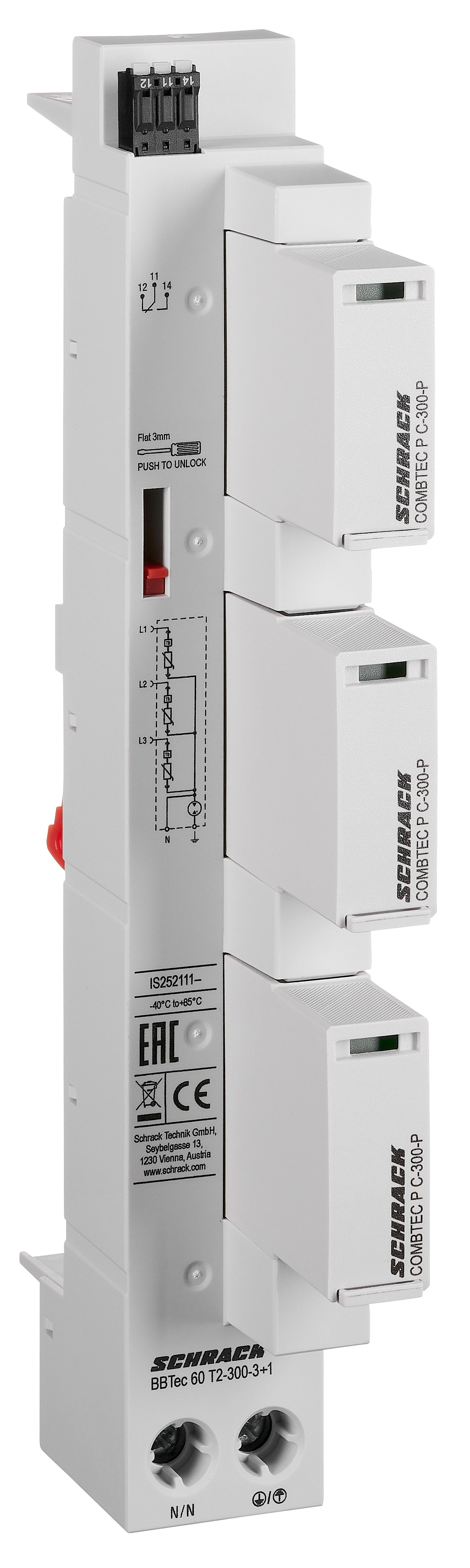 Surge Arrester for 60mm System 3+1, AX, TT/TN-S, Class 2(C)