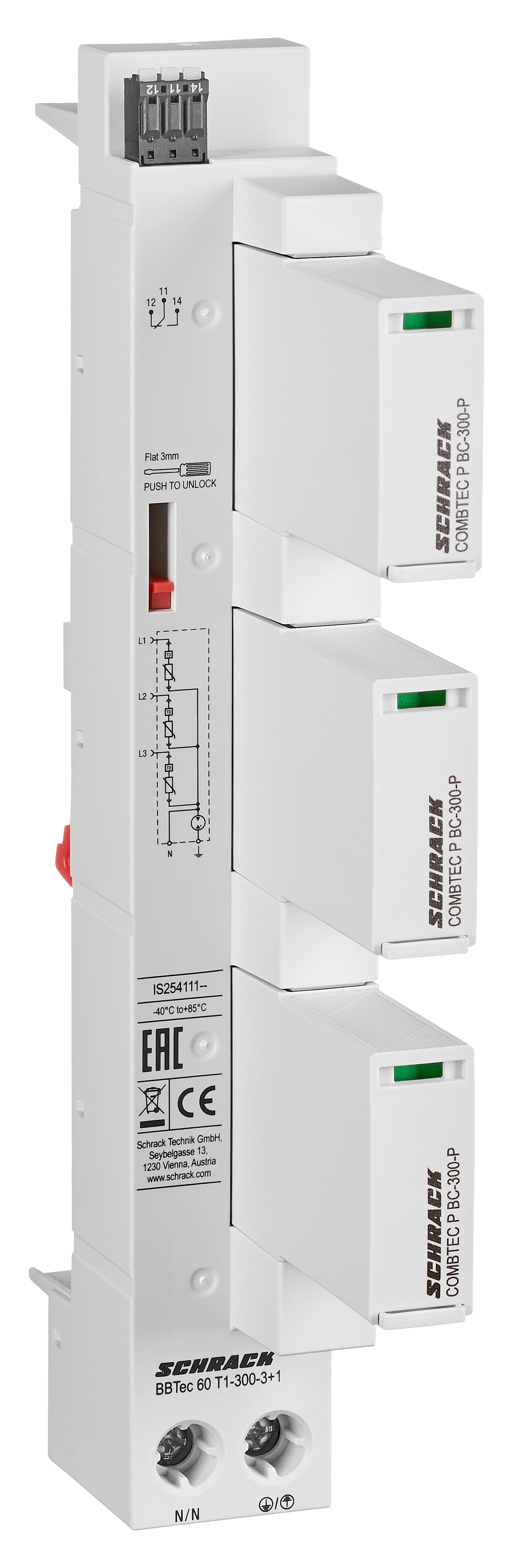 Surge Arrester f.60mm System 3+1, AX, TT/TN-S, Class 1+2(BC)