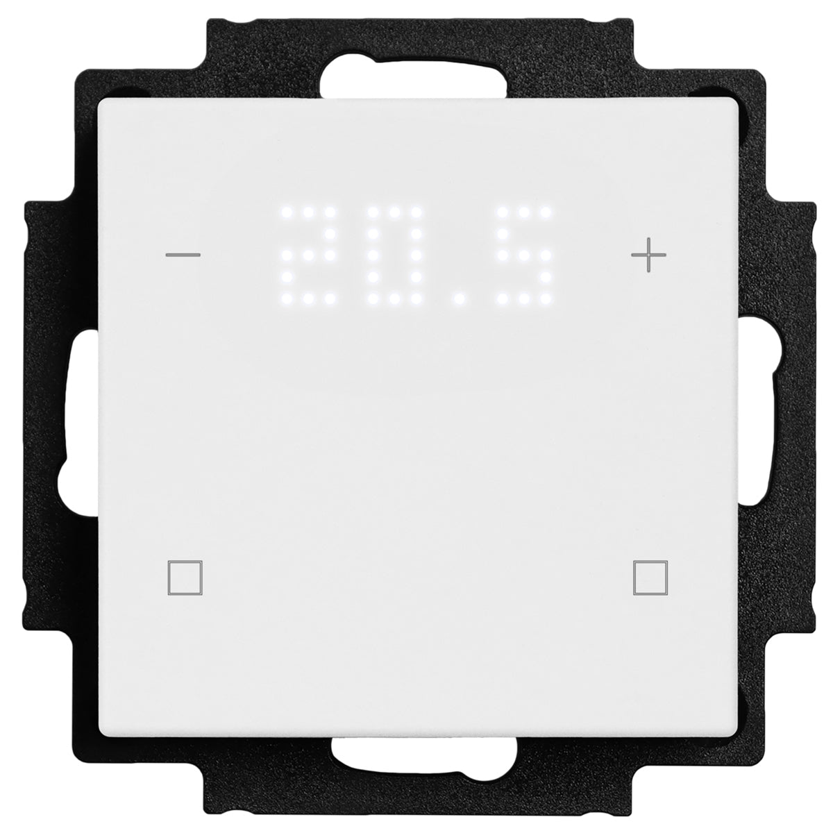 Pushbutton sensor 4-gang, 2x temp. w. display,2x neutral,I/O