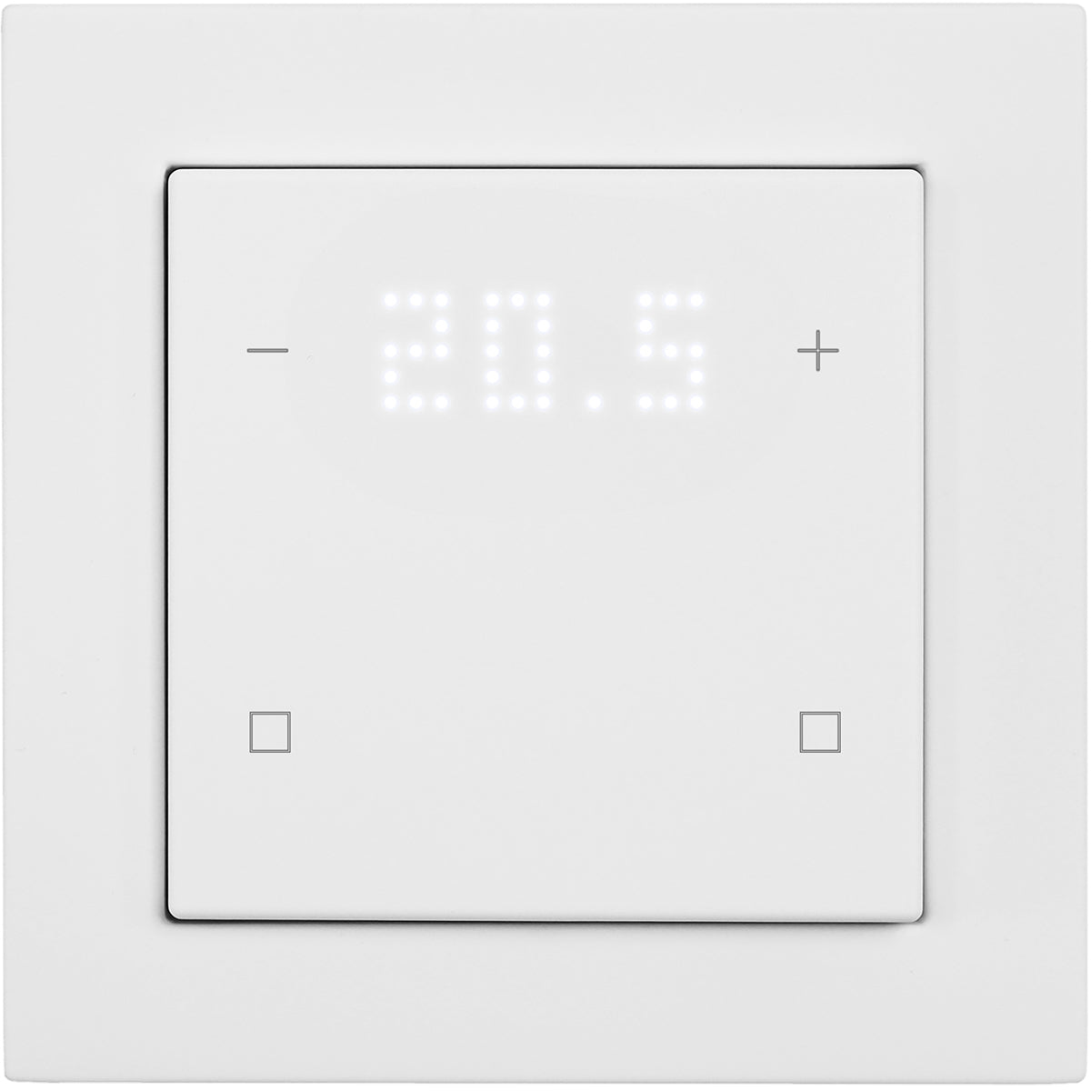 Pushbutton sensor 4-gang, 2x temp. w. display,2x neutral,I/O