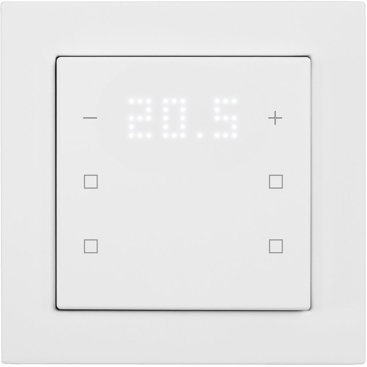 Pushbutton sensor 6-gang, 2x temp. w. display,4x neutral,I/O
