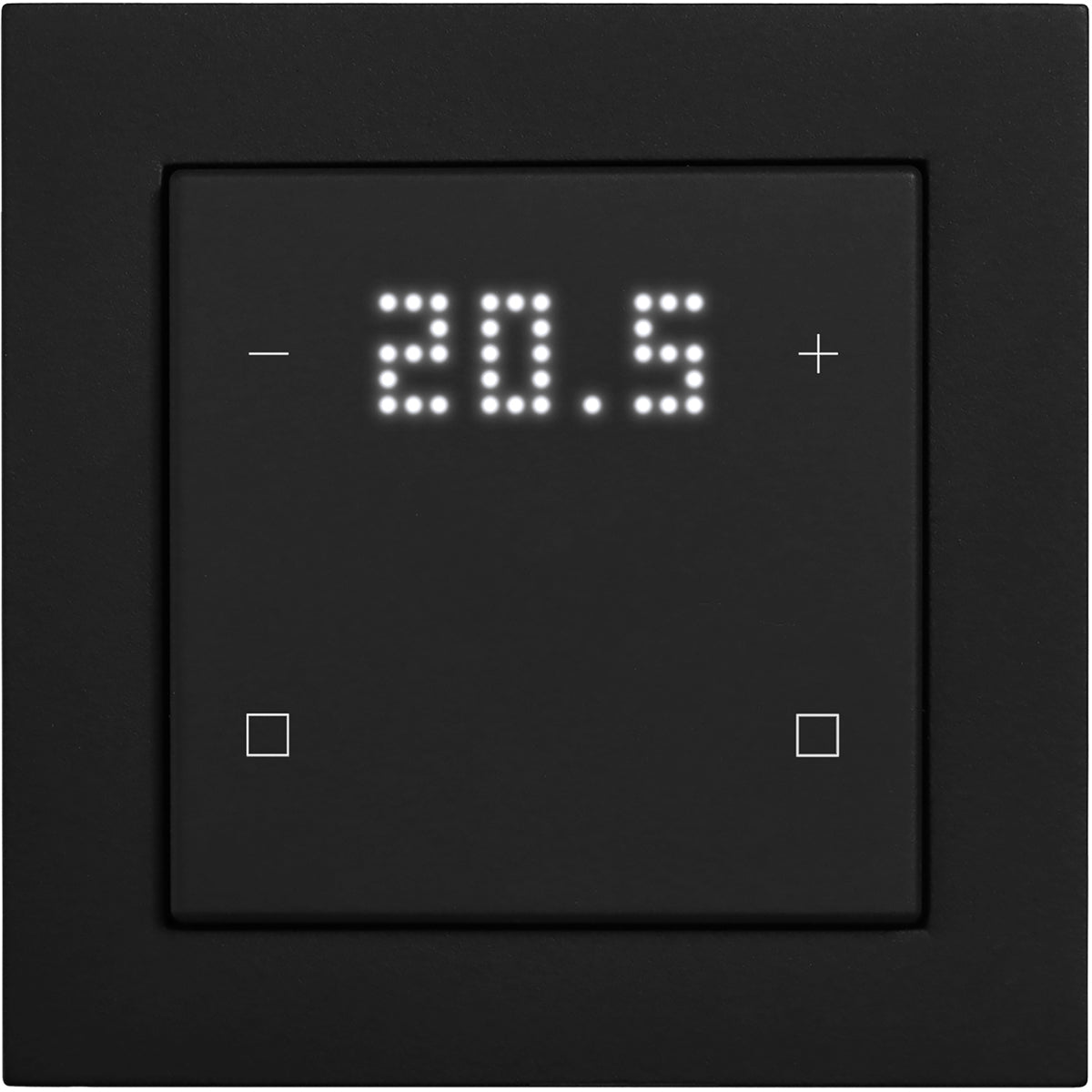 Pushbutton sensor 4-gang, 2x temp. w. display,2x neutral,I/O