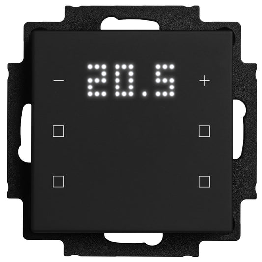Pushbutton sensor 6-gang, 2x temp. w. display,4x neutral,I/O