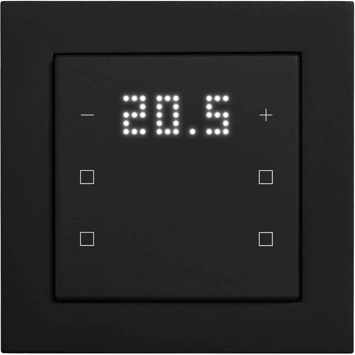Pushbutton sensor 6-gang, 2x temp. w. display,4x neutral,I/O