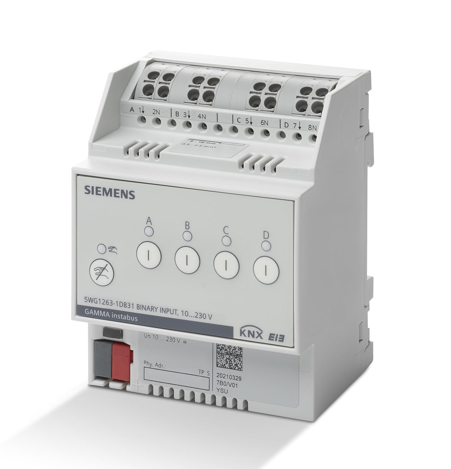 KNX Binary input, 4 inputs for AC/DC 10 … 230V