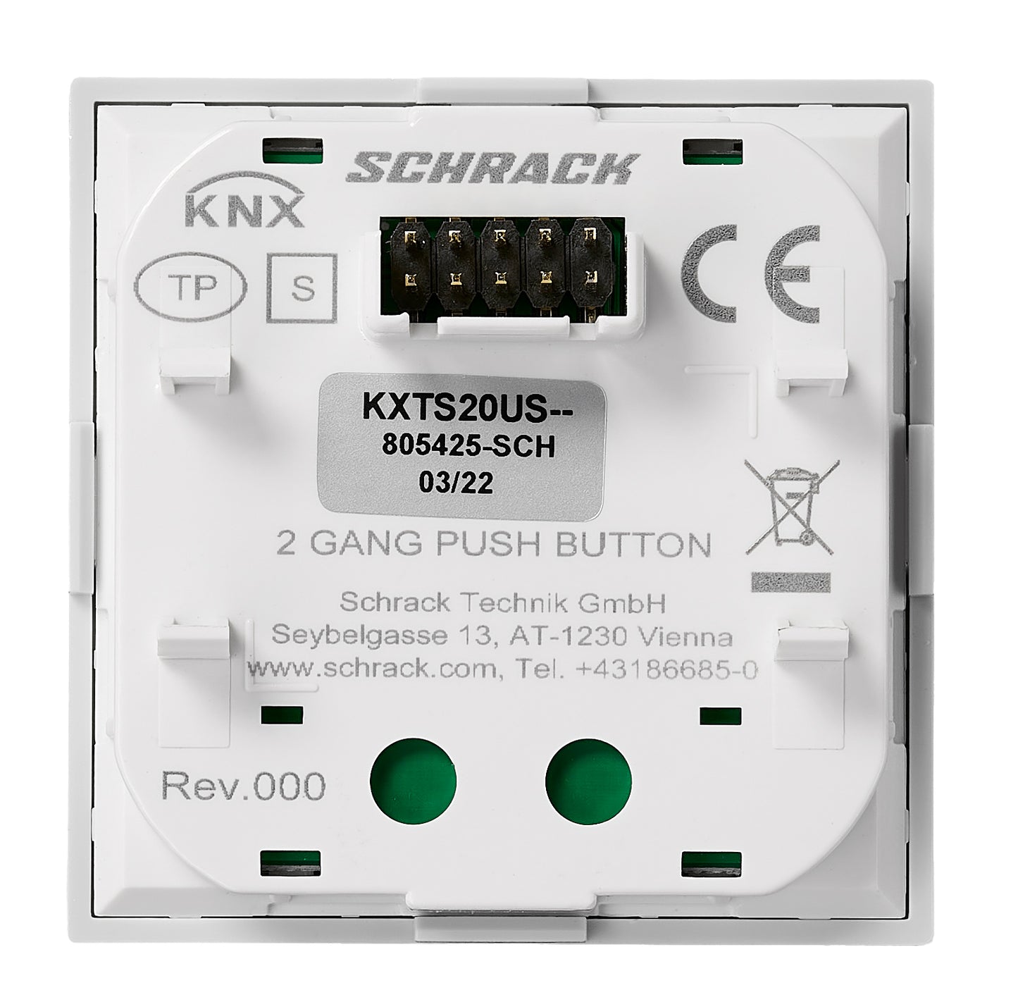 Taster KNX, două perechi, cu LED de stare, argintiu