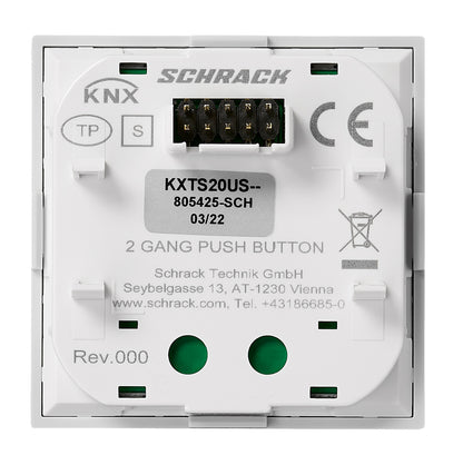 Taster KNX, două perechi, cu LED de stare, argintiu