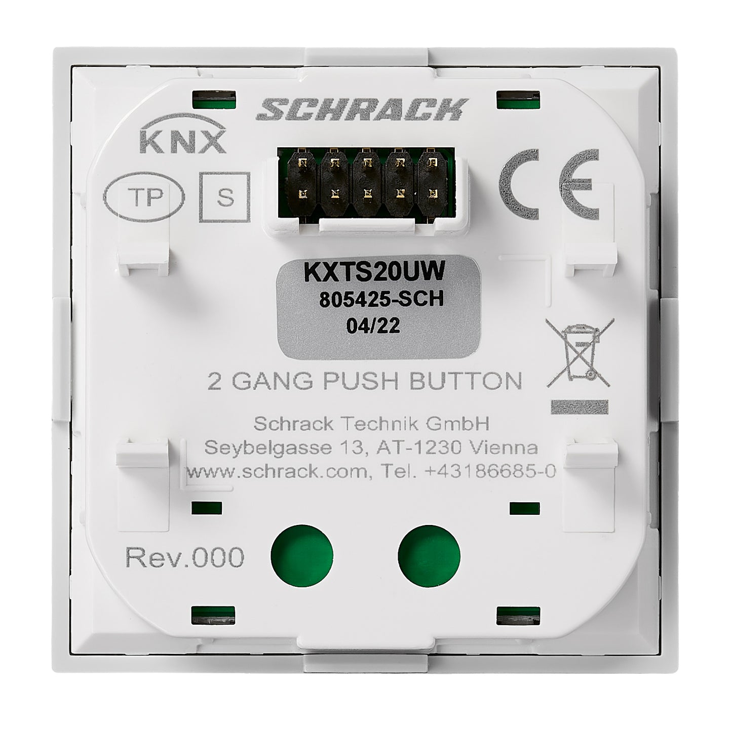 Taster KNX, două perechi, cu LED de stare, alb