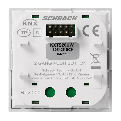 Taster KNX, două perechi, cu LED de stare, alb