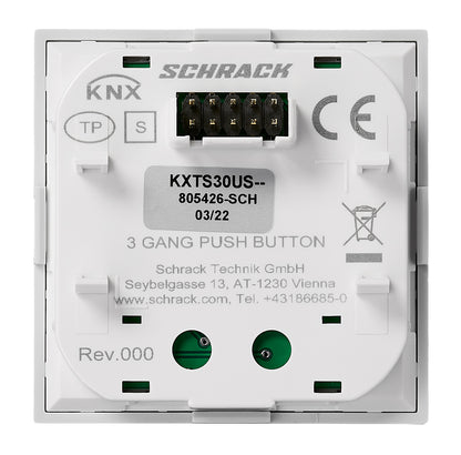 Taster KNX, trei perechi, cu LED de stare, argintiu