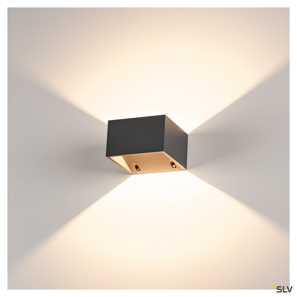 LOGS lampă de perete, pătrată, antracit, 6W LED, alb cald