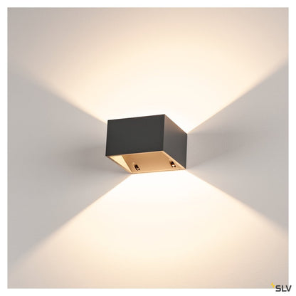 LOGS lampă de perete, pătrată, antracit, 6W LED, alb cald