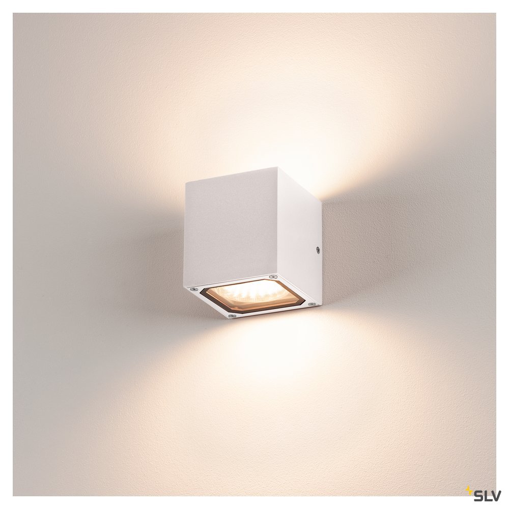 SITRA CUBE lampă de perete, cubic, alb, GX53, max. 9W