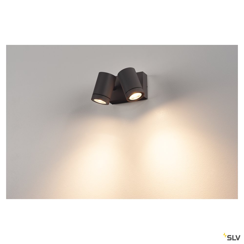HELIA WALL LED 2x8W, 3000K, IP55, nisipos antr.,downlight