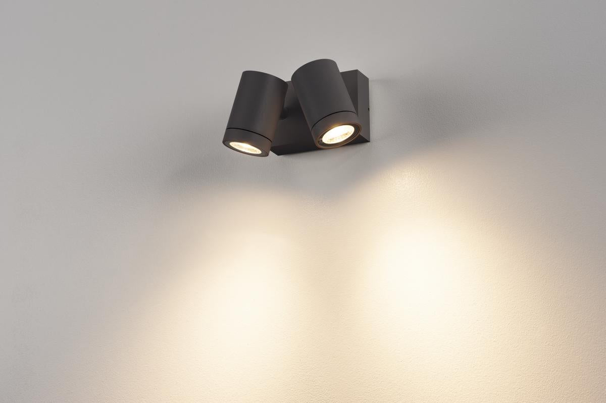 HELIA WALL LED 2x8W, 3000K, IP55, nisipos antr.,downlight