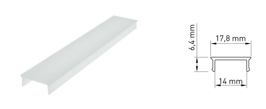 Capac profil aluminiu LB plat / opal 50% transmisie