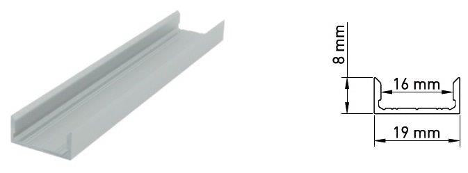 Profil aluminiu LBF, L=2000mm, W=19mm, H=8mm