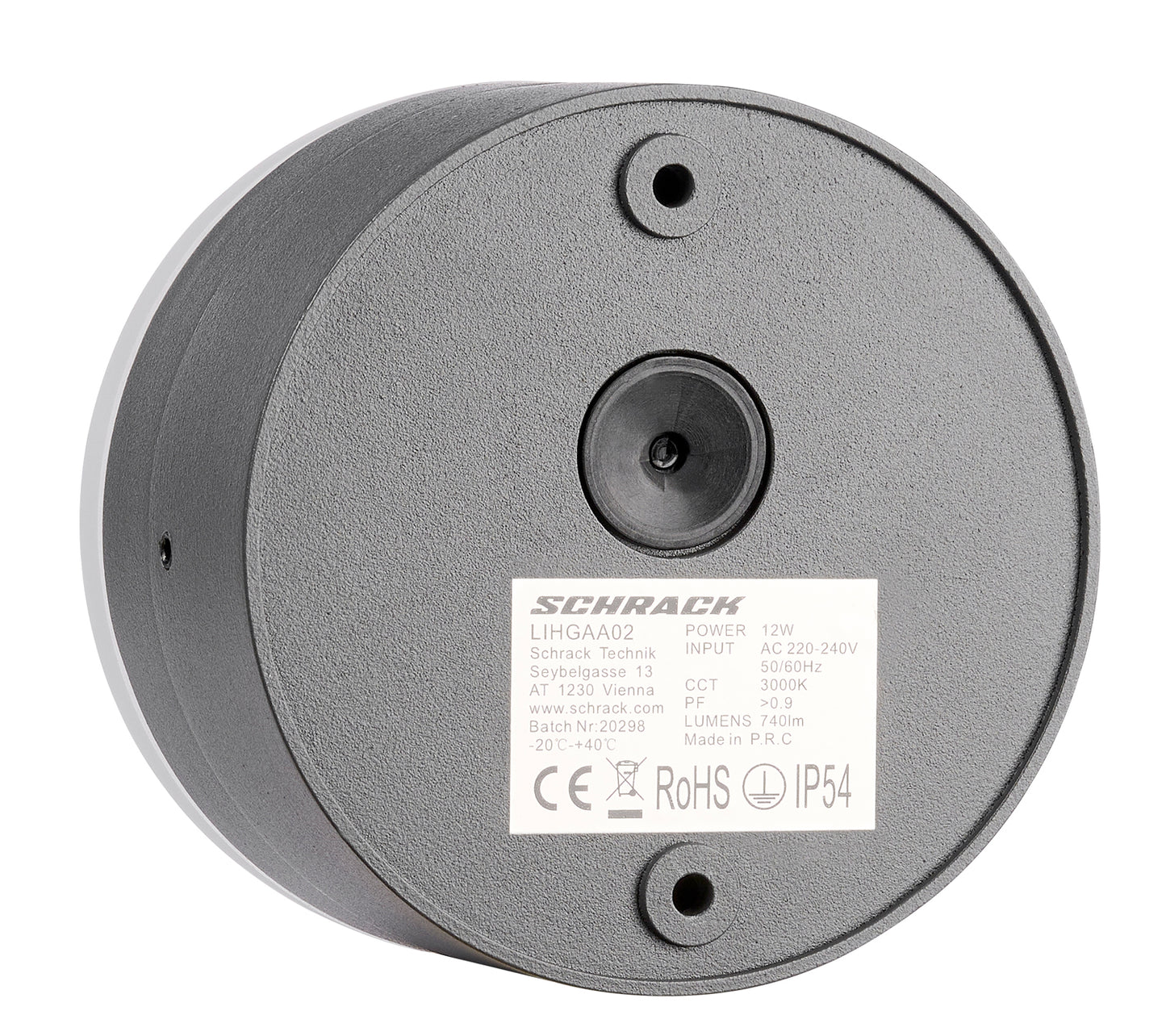 Zelda LED Round Large 12W 740lm 3000K ECG IP54 antracit