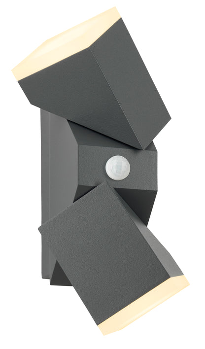 Evo LED Square Up/Down PIR 12,5W 750lm 3000K IP54 antracit