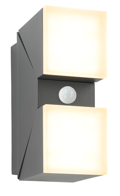 Evo LED Square Up/Down PIR 12,5W 750lm 3000K IP54 antracit