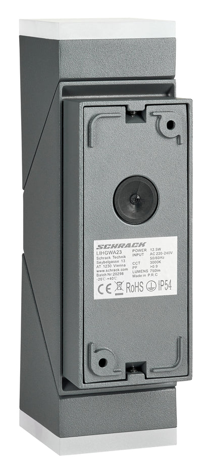 Evo LED Square Up/Down PIR 12,5W 750lm 3000K IP54 antracit