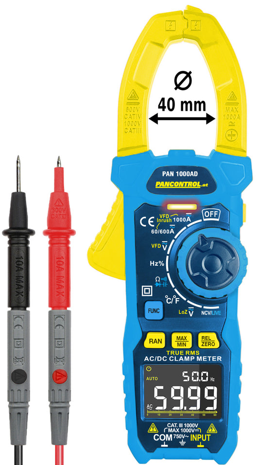 Clampmetru Digital 1000A CA/CC True RMS ⌀40mm