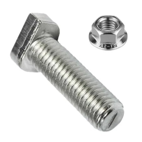 Surub cap T scurt M10x25mm pt profil H, A2