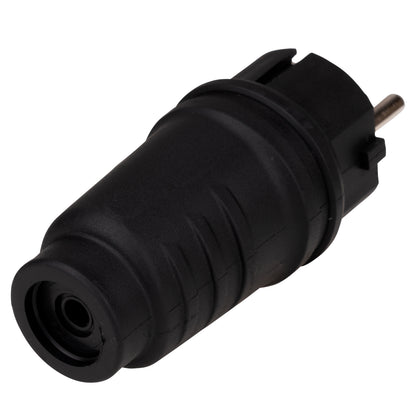 Stecher schuko rezistent la impact, 16A, 250V, IP44 negru