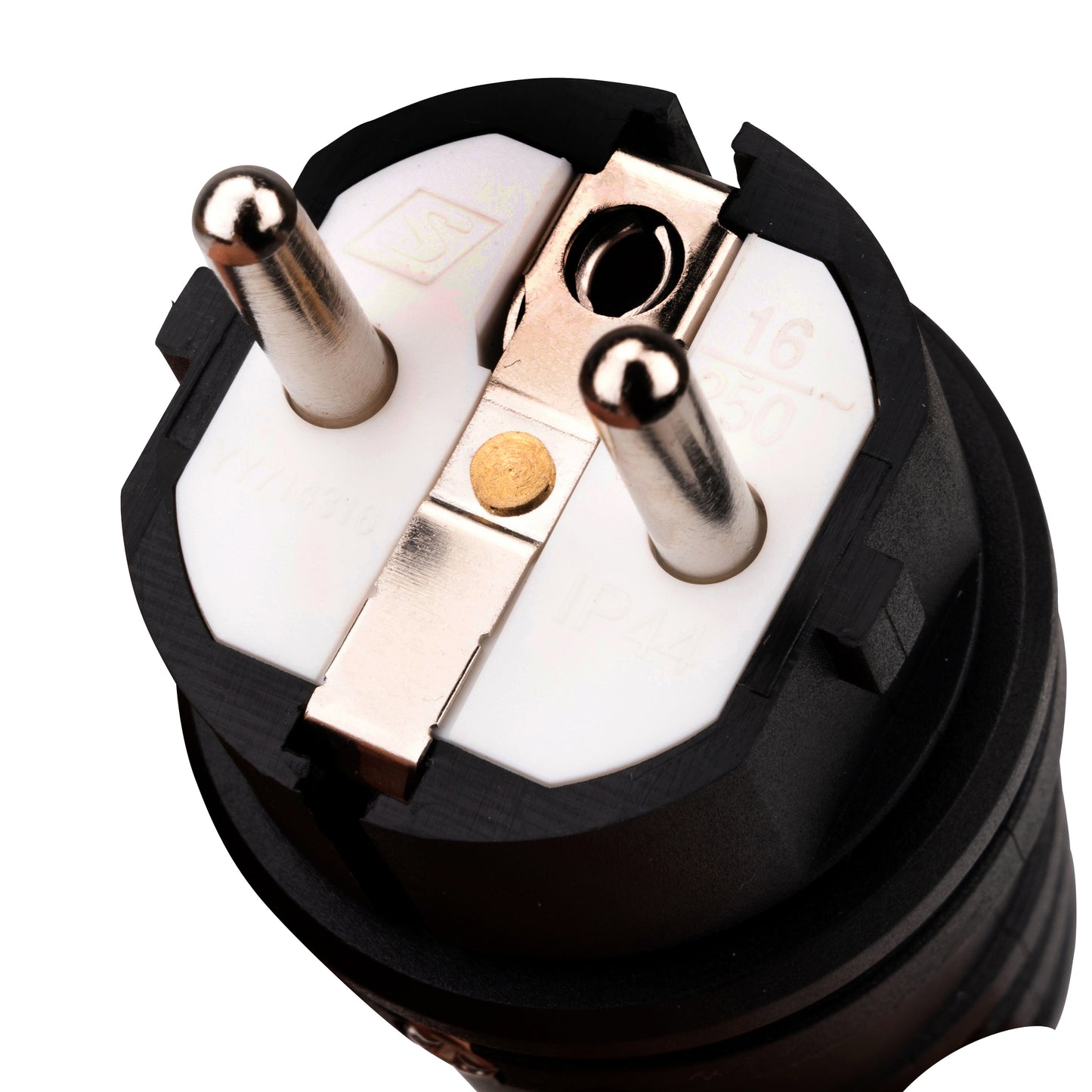 Stecher schuko rezistent la impact, 16A, 250V, IP44 negru