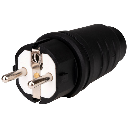 Stecher schuko rezistent la impact, 16A, 250V, IP44 negru