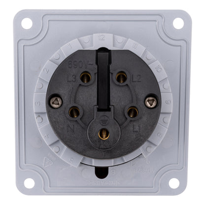 Priză CEE montaj pe panou, 5 poli, 32A 400V IP44, unghi 15°