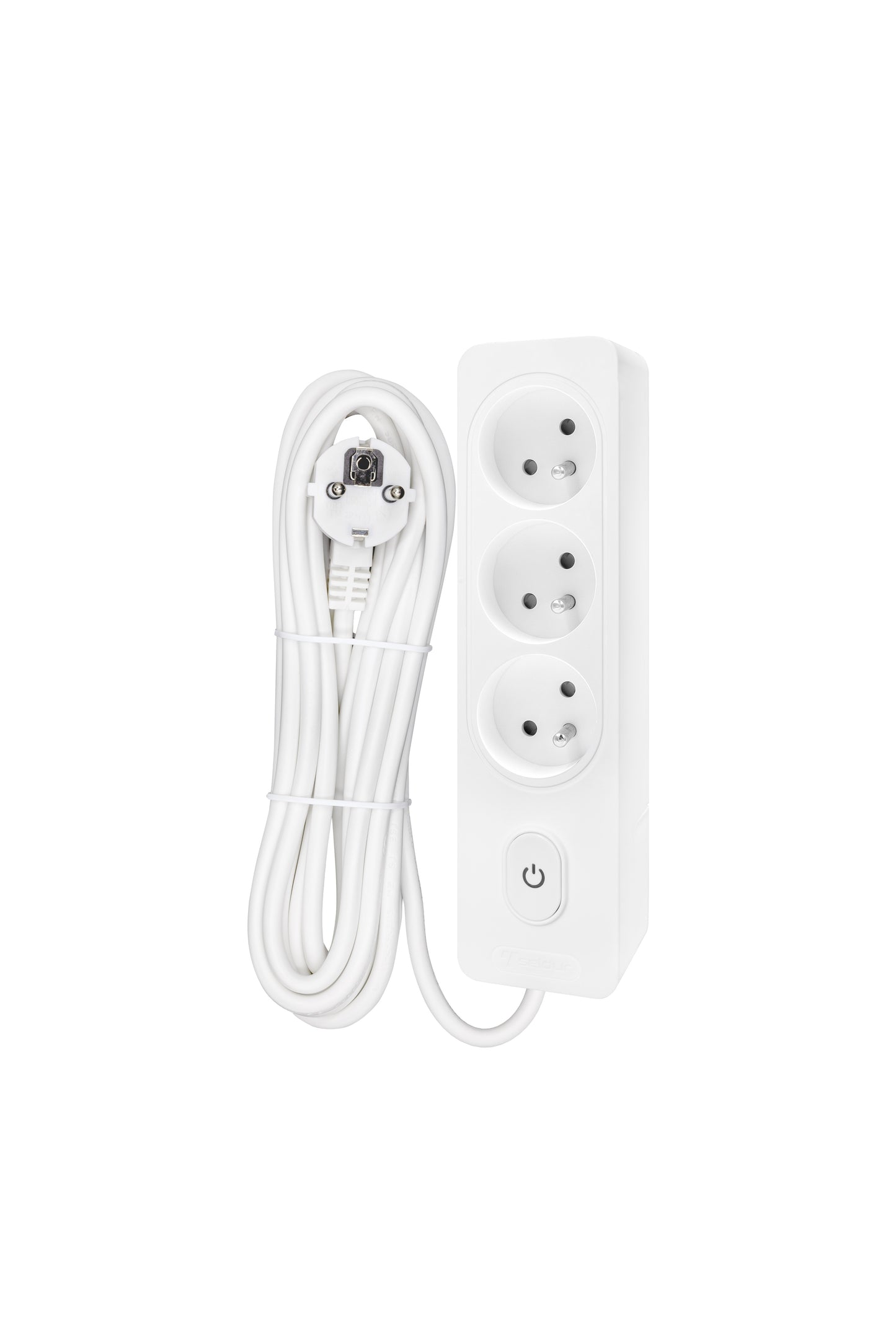 Power strip Pin 3-way, Switch/Shutter, 5m cable, white