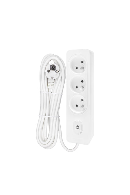 Power strip Pin 3-way, Switch/Shutter, 5m cable, white